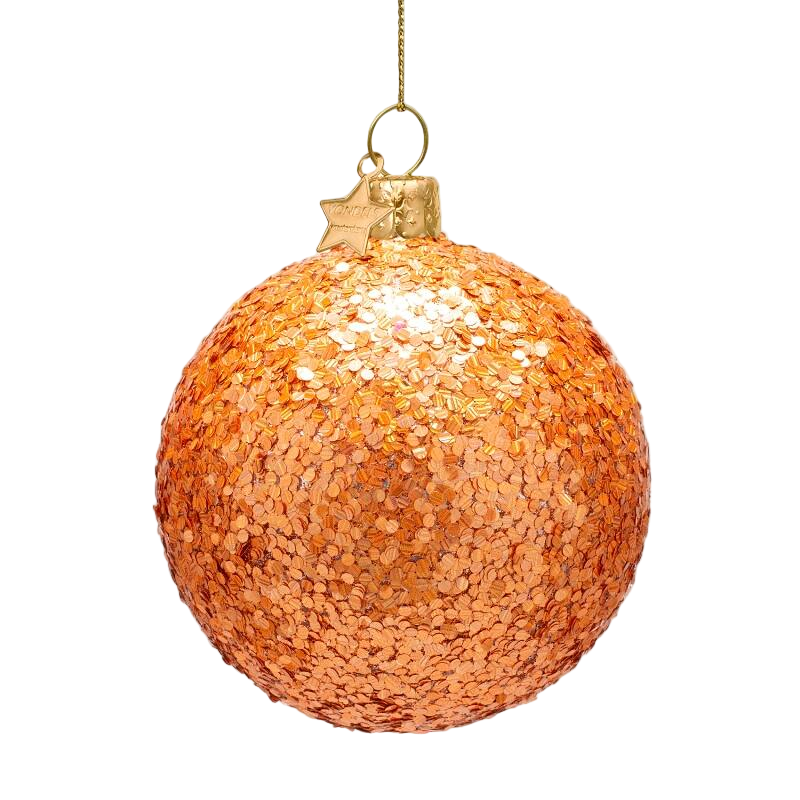 Vondels Glass Hologram Glitter Bauble Christmas tree ornament, 9 cm
