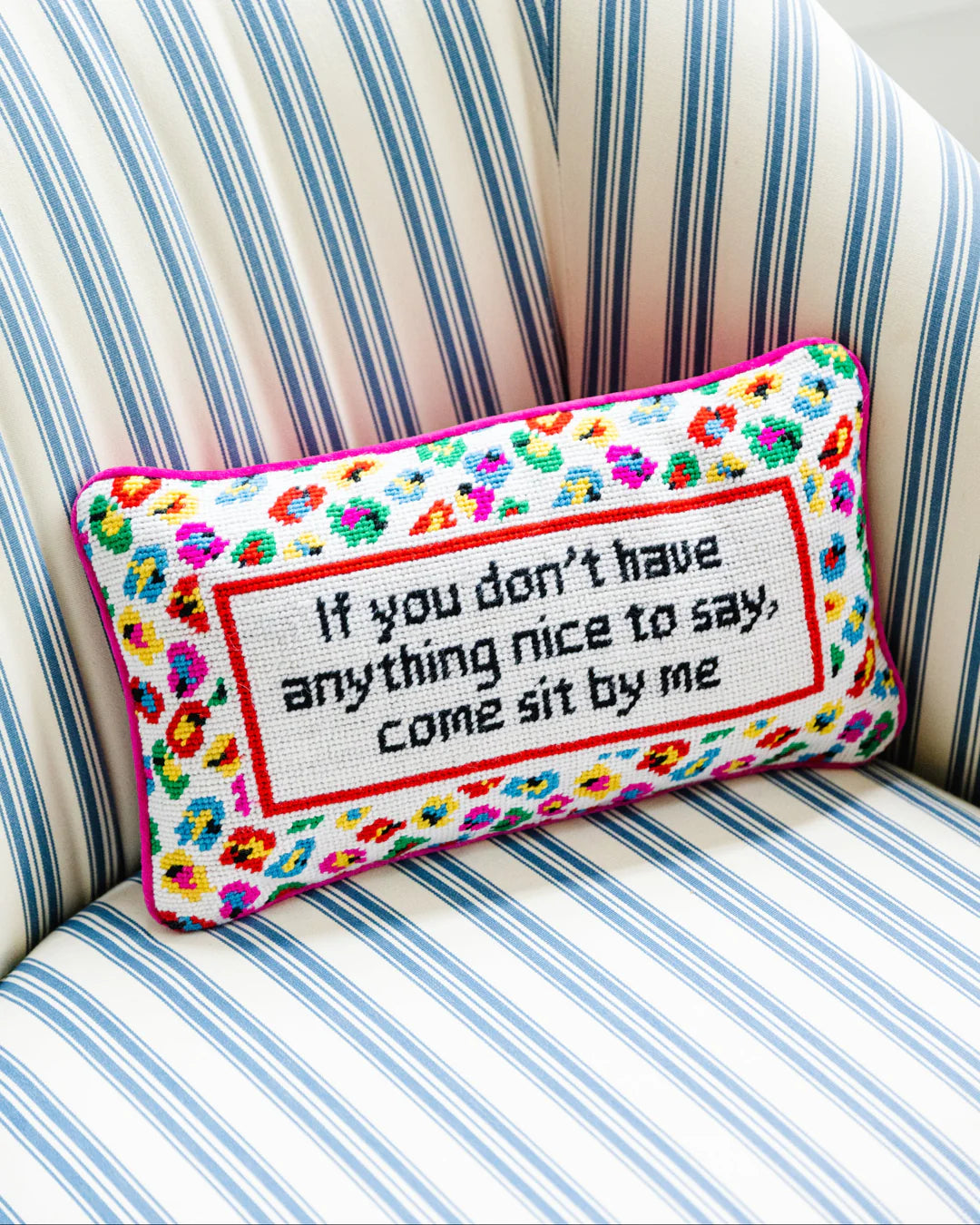 Furbish Come Sit By Me Needlepoint Pillow, view 4
