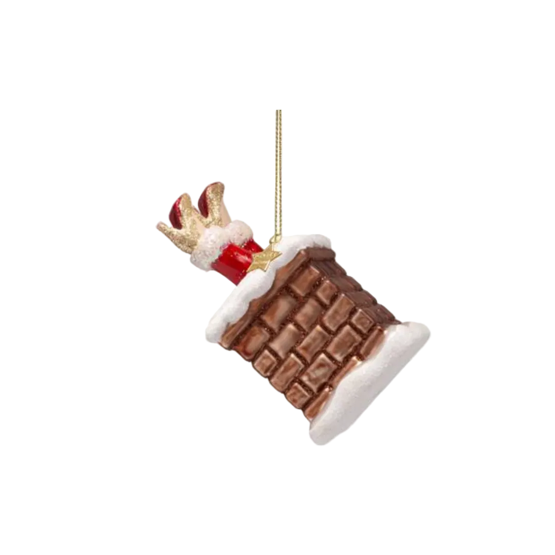 Christmas Tree Hanging Ornament Glass Chimney Mrs Santa Claus - 10cm, view 2