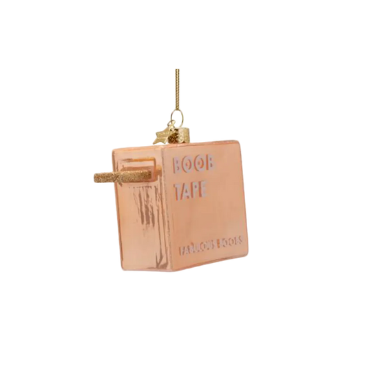 Christmas Tree Hanging Ornament Glass Powder Pink Boob Tape - 8cm, view 2