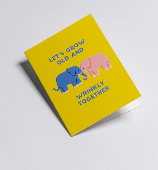 Naomi Wilkinson Elephants Let's Grow Old and Wrinkly Together Mini Card