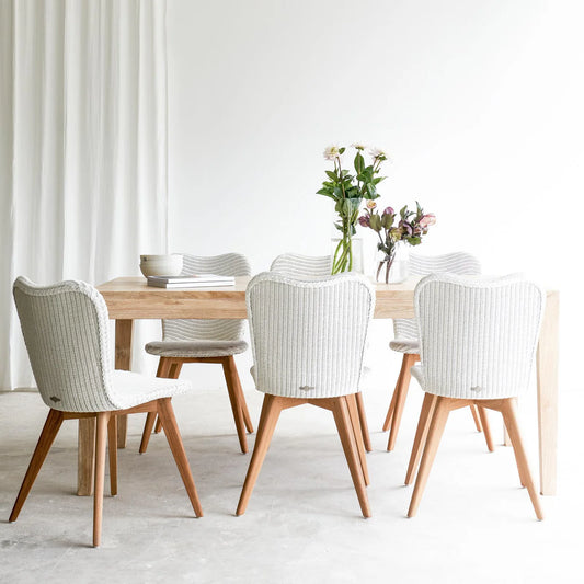 Lily Dining Chair in Teak - Pure White (Set of 2)