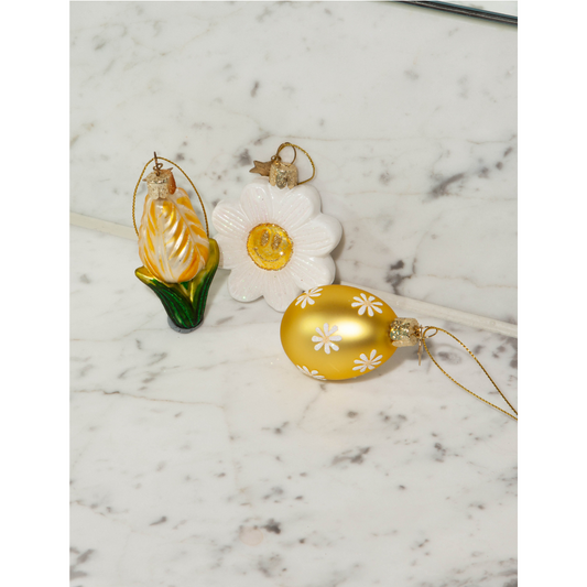 Easter Tree Hanging Ornament Daisy Egg & Tulip Glass (Set of 3)