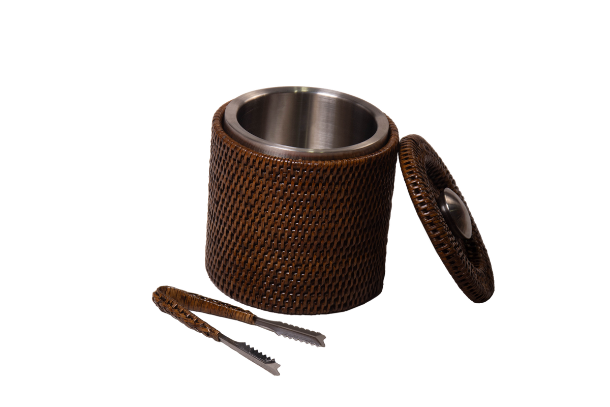 Traditional Weave Ice Box by Myanmar Bella Interiors with rattan basket