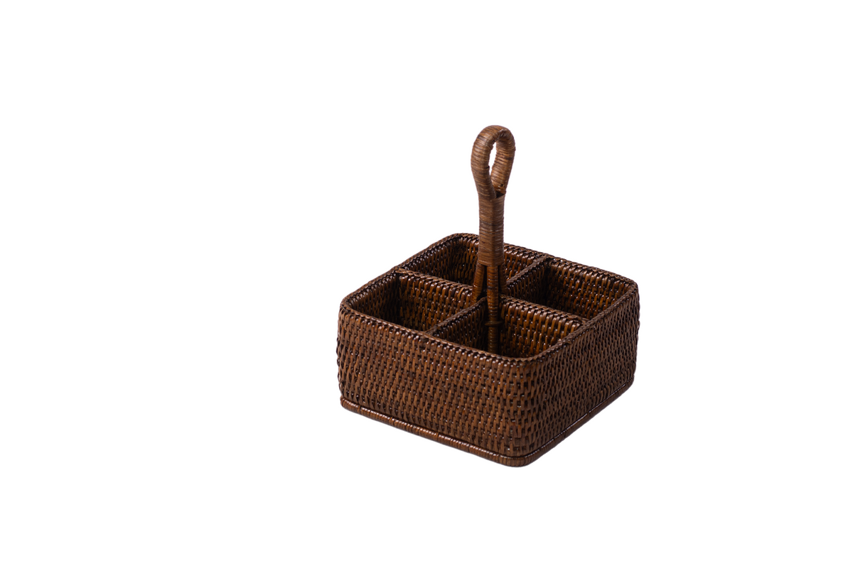 Rattan 4-section Condiment Caddy by Myanmar Bella Interiors