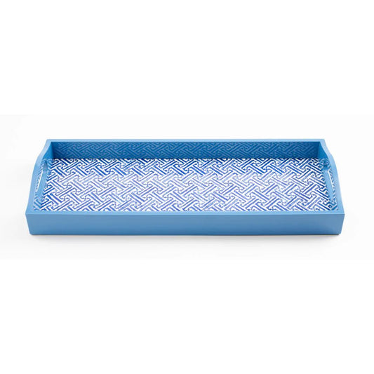 Caspari Fretwork Blue Lacquer Bar Tray