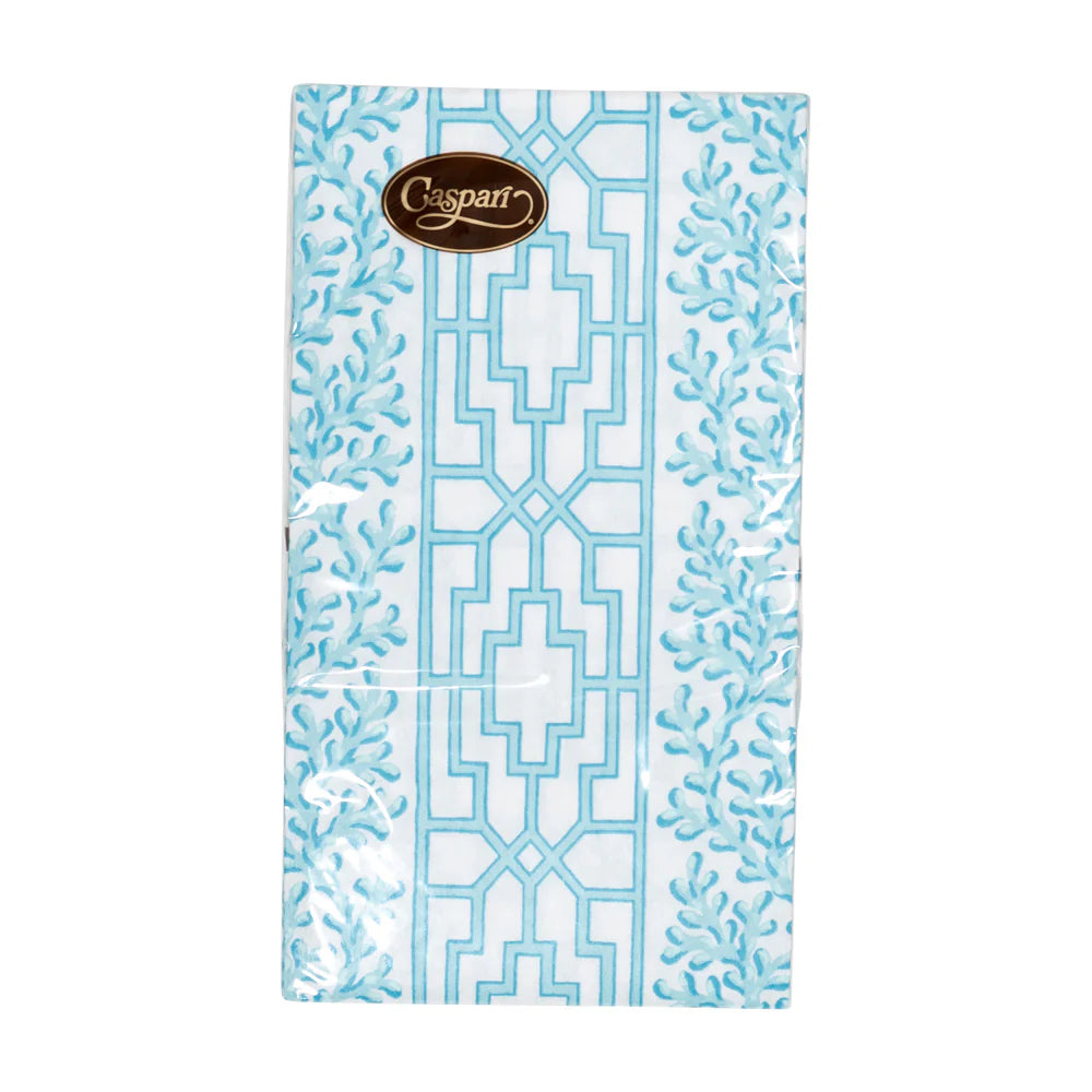 Caspari Coral and Trellis Robin's Egg Guest Towel