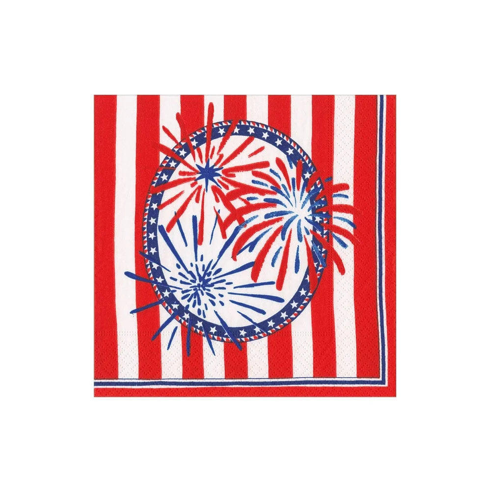 Caspari boxed Stars, Stripes and Sparks cocktail napkins