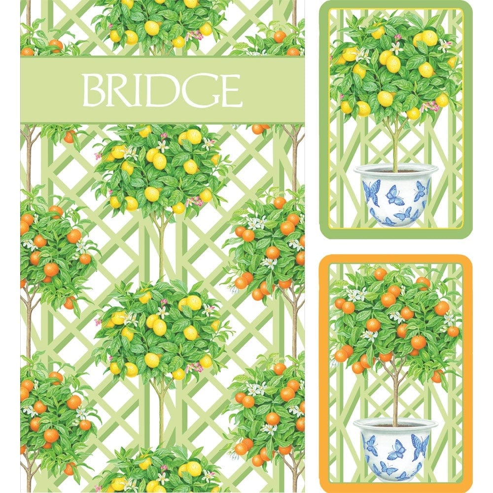 Caspari Bridge Gift Set in Citrus Topiaries design