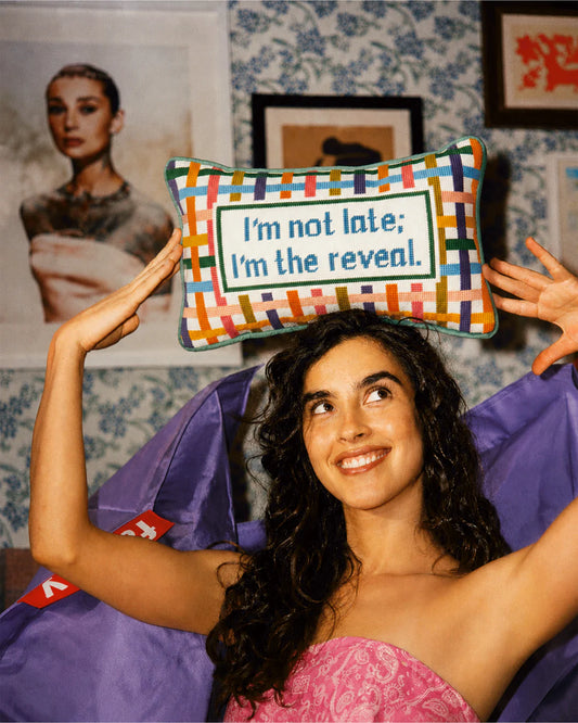 Furbish I'm The Reveal Needlepoint Pillow