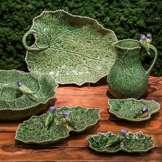 Bordallo Pinheiro Cineraria Leaf Blue Bird Appetizer Plate 36cm