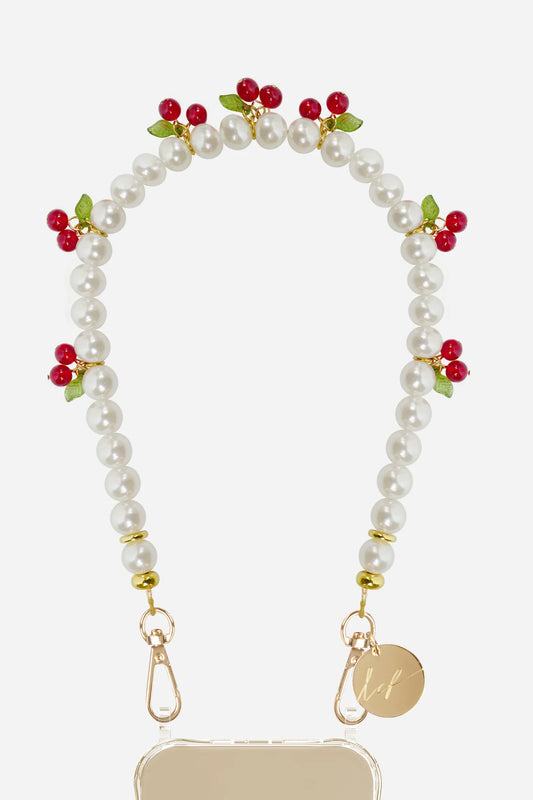 La Coque Francaise - Short White Cherry Necklace 40 cm