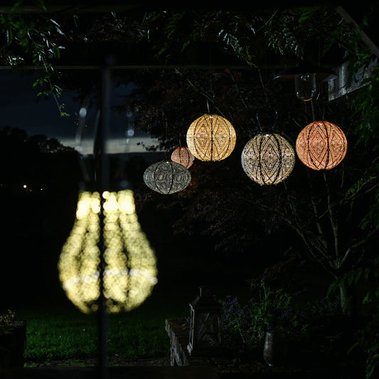 Lumiz Mosaic Grey Blue Oval LED Solar Lantern