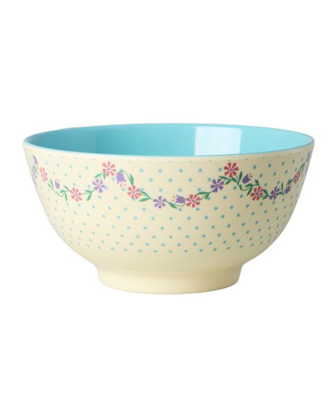 Rice Dots and Flowers Melamine Bowl