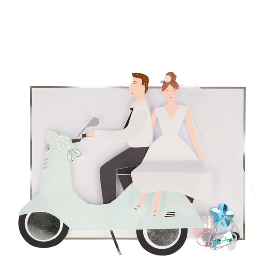 Meri Meri Scooter Couple Stand-Up Wedding Card