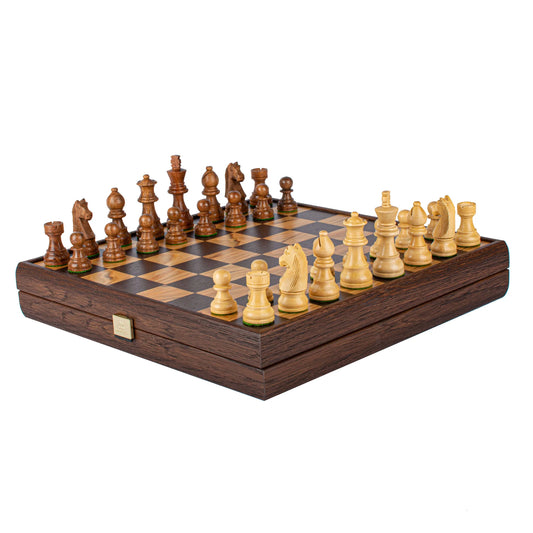 Manopoulos - Olive Burl Chess Set - 35x35cm with Staunton Chessmen (7.6cm King)