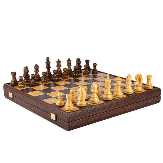 Manopoulos - Olive Burl Chess Set - 43x43cm with Staunton Chessmen (8.9cm King)