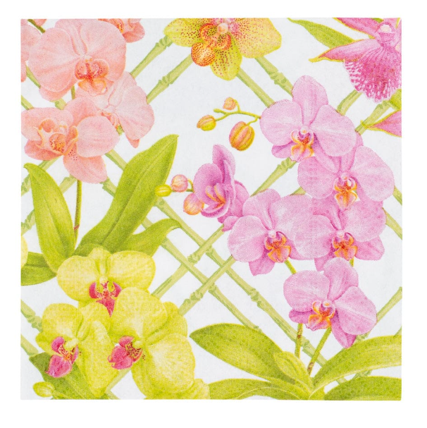 Caspari Orchid Conservatory paper napkins