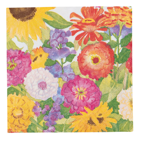 Caspari Midsummer Blooms Napkin, triple-ply paper napkins