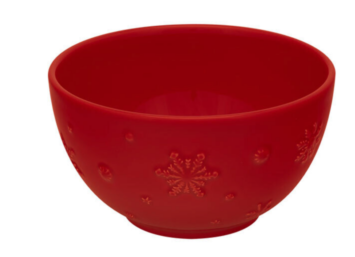 Bordallo Pinheiro Snowflakes red bowl, 15 cm