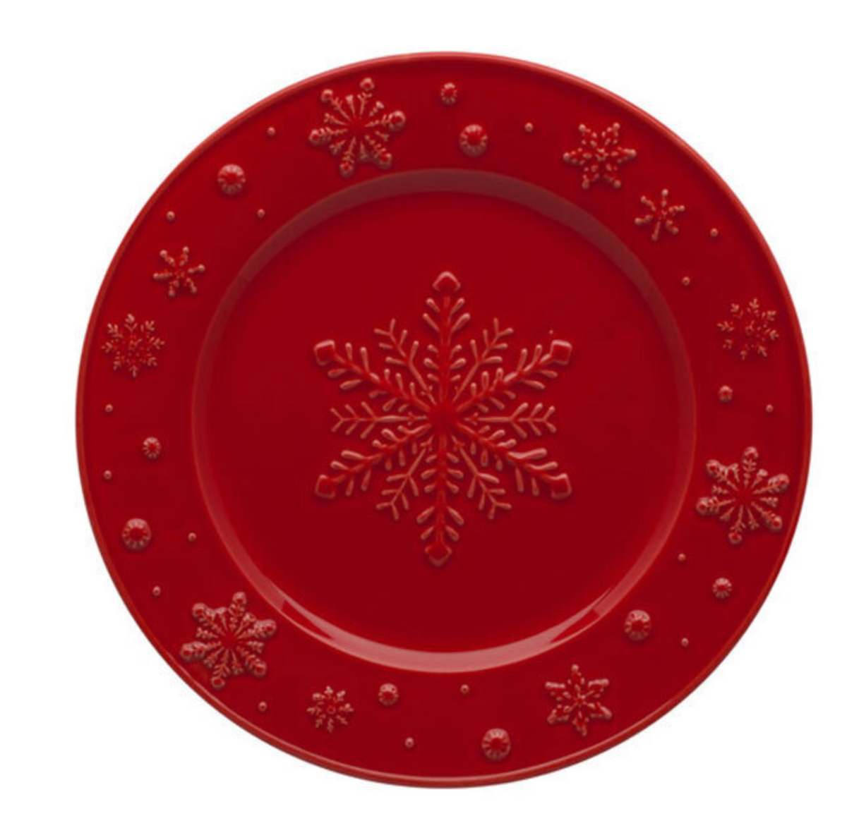 Bordallo Pinheiro Snowflakes red fruit plate, 22 cm
