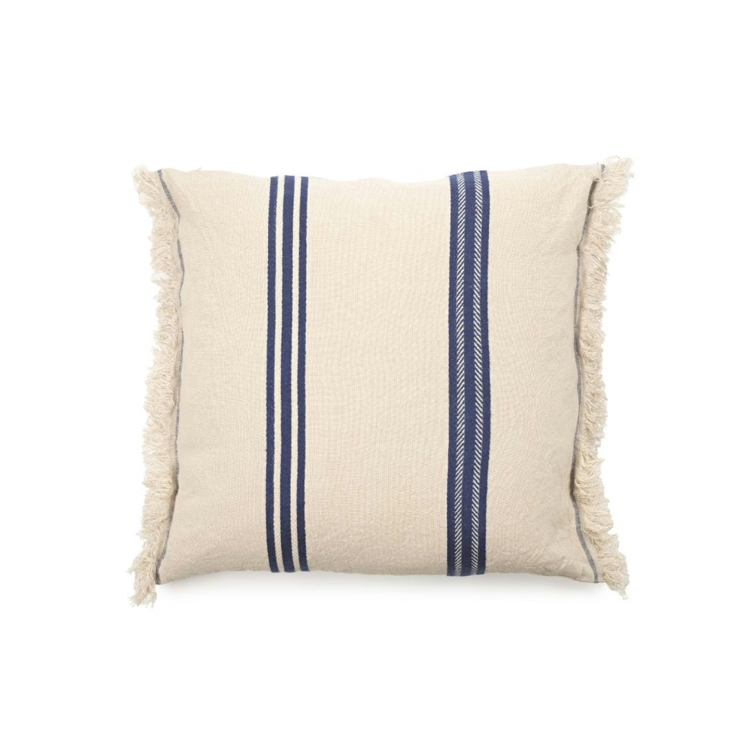 Libeco Indigo Stripe linen pillow cover, 63 x 63 cm