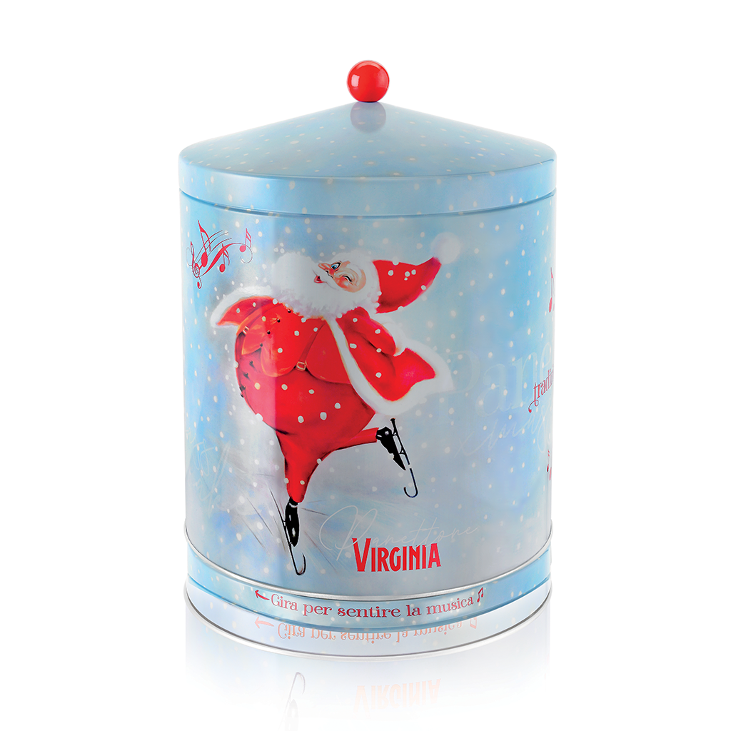 Virginia Amaretti Christmas on Ice Collection Carillon Music Player Tin Panettone