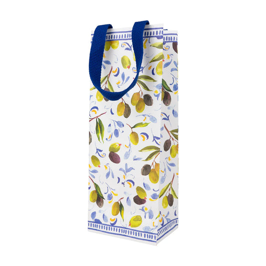 Caspari Mediterranean Blue Bottle Bag