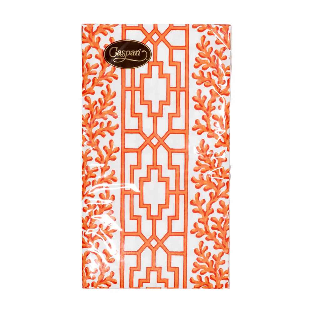Caspari Coral And Trellis Coral Guest Towel, view 5