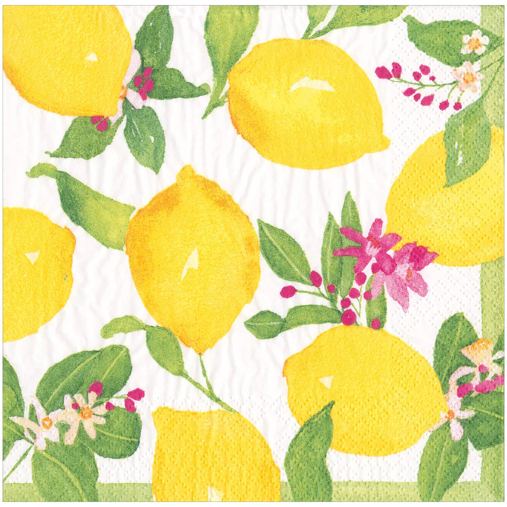 Caspari Limoncello paper napkins with lemon print