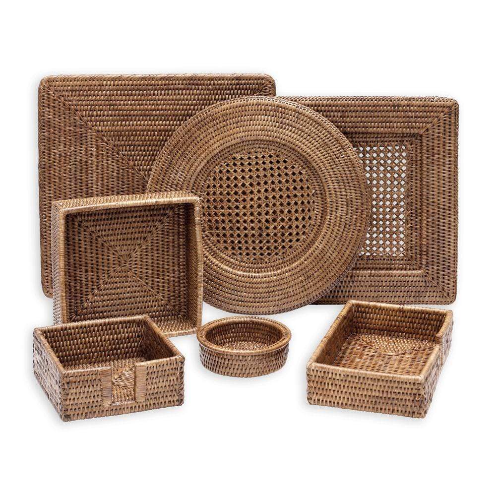 Caspari Rattan Wine Bottle Coaster, view 6