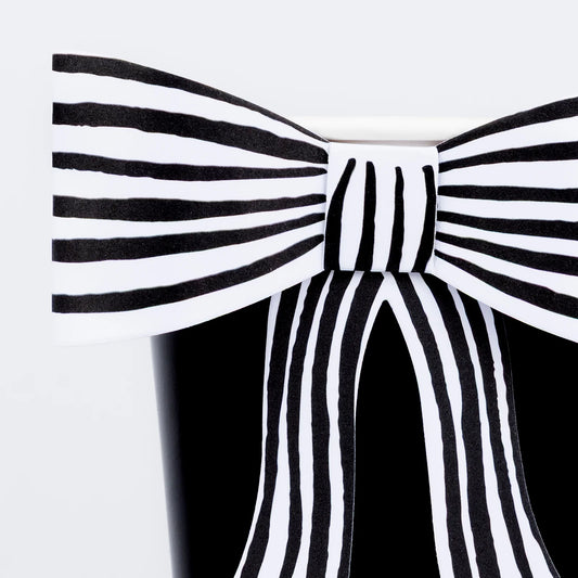 Meri Meri Black & White Stripy Bow Cups - 260ml