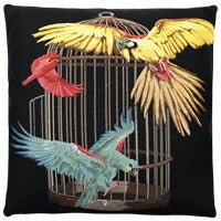 Caged Parrots Cushion Cover