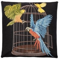 Caged Parrots Cushion Cover