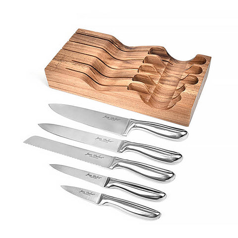 Jean Dubost Acacia Kitchen Knives (Set of 5)