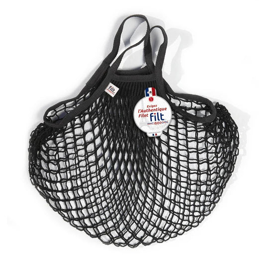 Filt 210 medium net shopper tote bag in black knitted cotton