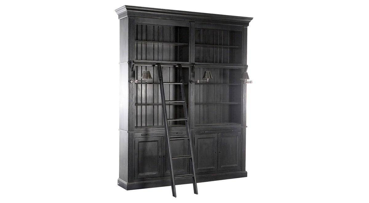 Flamant Cupboard Balmore 3 Parts Black Milano H253 in wood with brass ladder bar