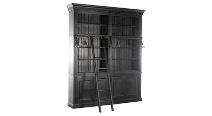 Flamant Cupboard Balmore 3 Parts Black Milano H253 in wood with brass ladder bar