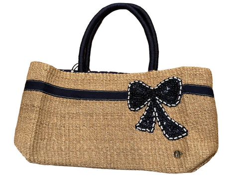 House of AnLi Ribbon Boxy Natural Woven Bag