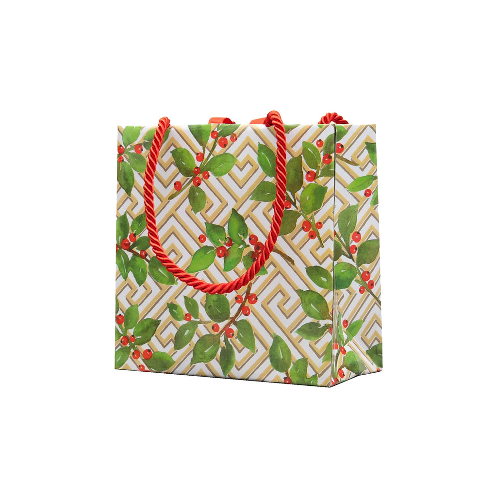 Caspari Holly And Fretwork Gift Bag
