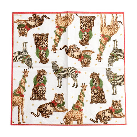 Caspari Wild Christmas Ivory Napkin