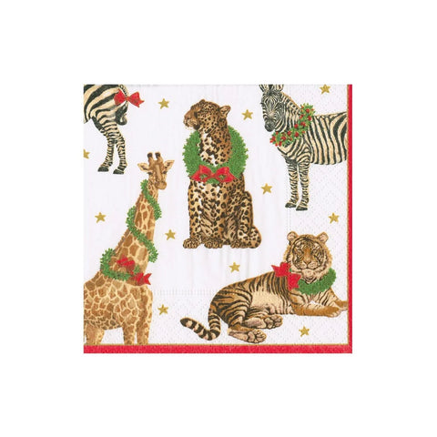 Caspari Wild Christmas Ivory Napkin