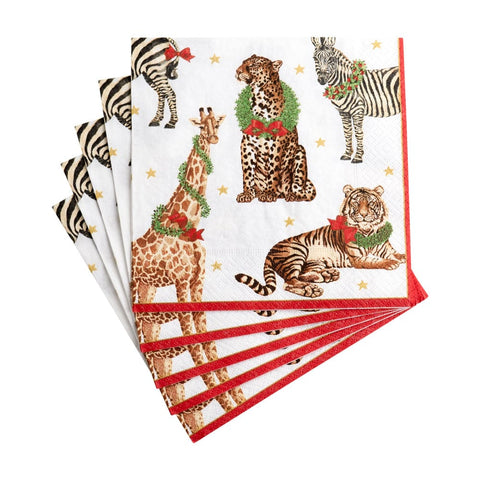 Caspari Wild Christmas Ivory Napkin