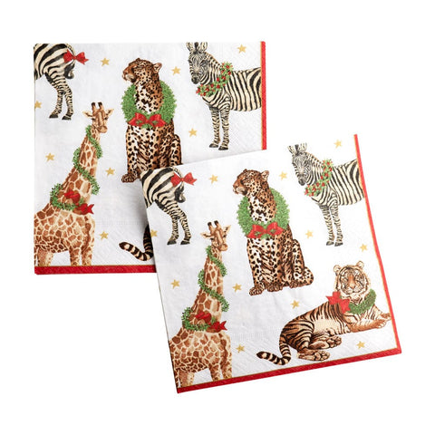 Caspari Wild Christmas Ivory Napkin