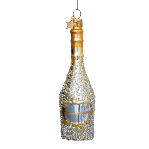 Vondels Gold Champagne Bottle Glass Ornament – 16 cm