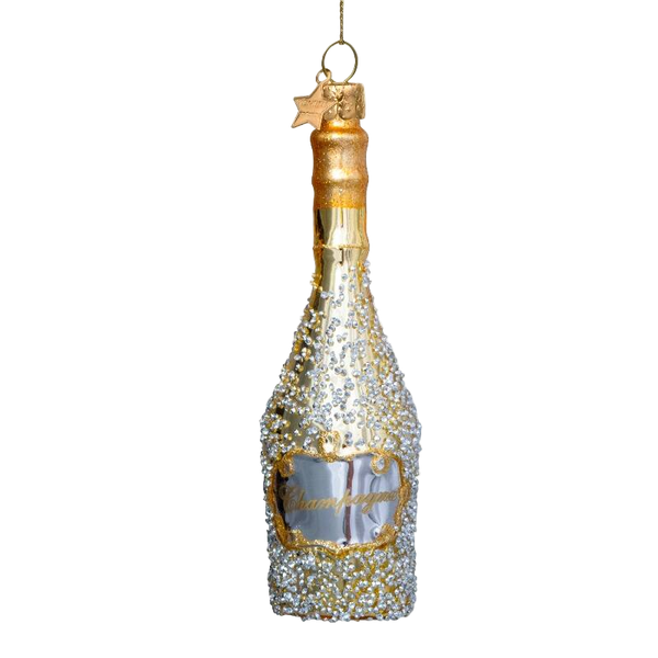Vondels Gold Champagne Bottle Glass Ornament – 16 cm