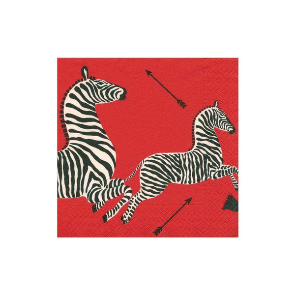 Cocktail Napkin Red Zebras