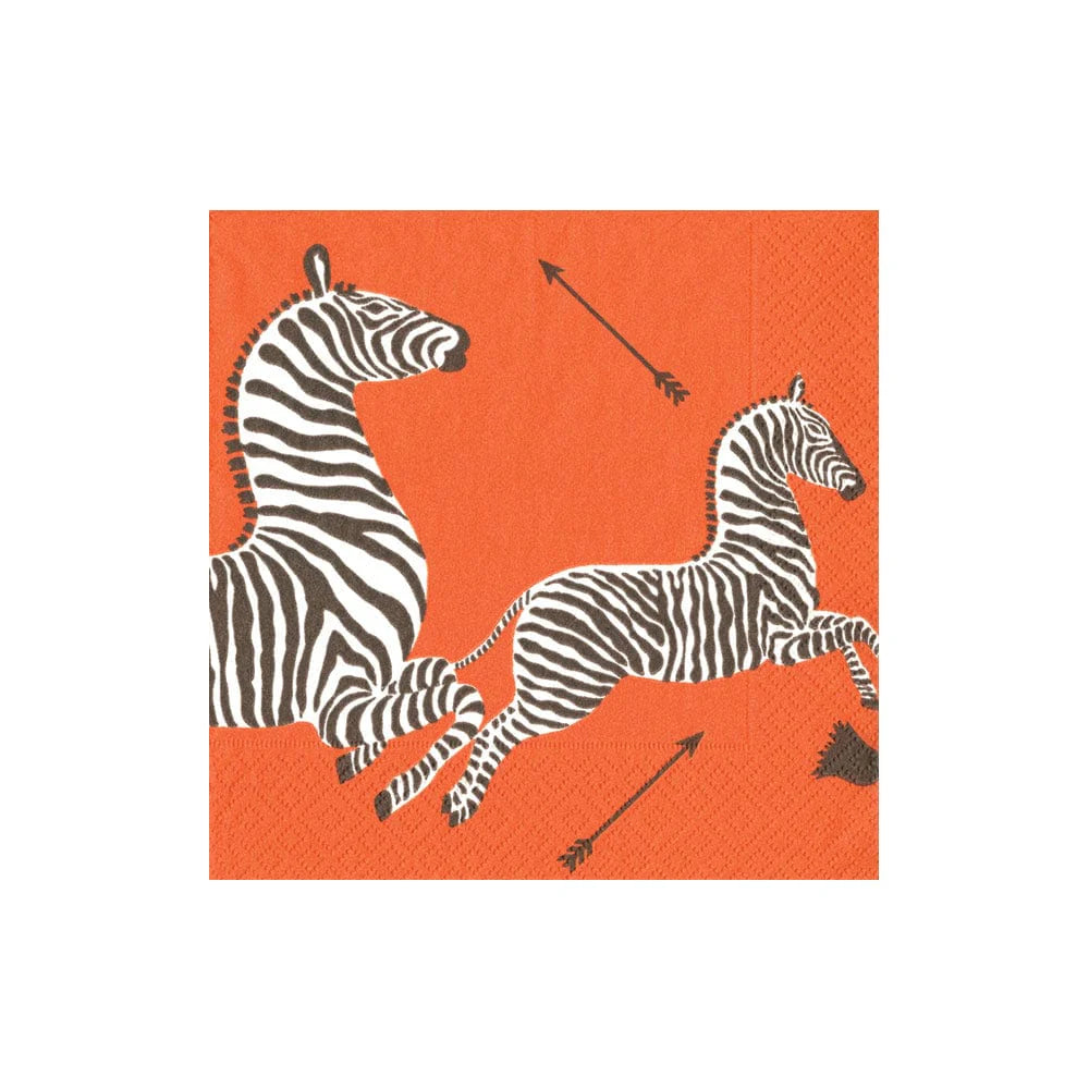 Cocktail Napkin Orange Zebras