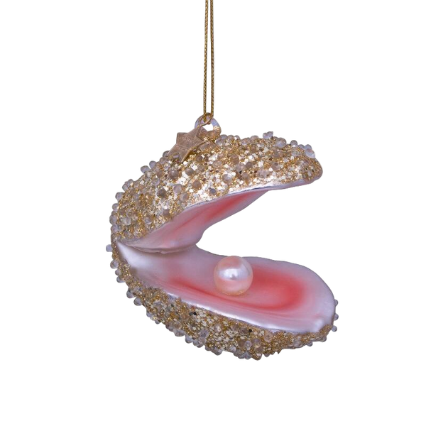 Vondels Champagne Glitter Oyster Ornament – 7 cm