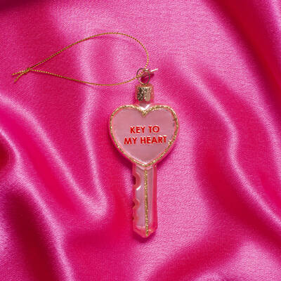 Vondels “Key to My Heart” Glass Ornament – Opal Pink (9 cm)